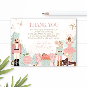 Schiaccianoci compleanno etichetta modificabile tenda stile terra di dolci invito inverno rosa ragazza zucchero prugna fata balletto Natale buffet etichette 0068