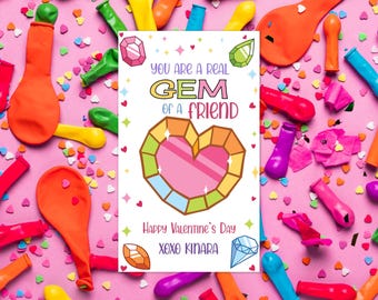 Editable Valentines Day Card Classroom Valentine's Gift Tag Friendship Kids School Template Printable Digital Download Galentine's Day V101