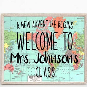 Teacher Classroom Door Sign, Welcome Classroom Decor Custom Teacher Sign, Back to School Door Sign, Teacher Door Hanger, nameplate  TEA01