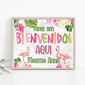 Spanish Teacher Classroom Door Sign Bienvenidos Classroom Decor Custom Teacher Sign Spain language teacher Door sign Mexico TEA01