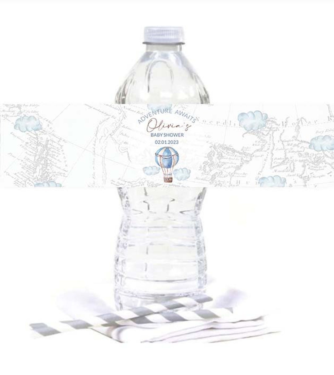 Printable Water Bottle Labels Travel Theme Baby Shower Adventure Awaits
