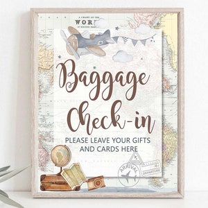 Baggage Check In Sign, travel theme baby shower, Adventure Baby Shower, Onederful travel birthday Airplane first birthday Travel theme 0019
