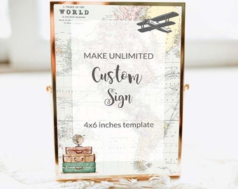 Custom Sign Travel theme Baby Shower Traveling bridal shower Destination Wedding Adventure Awaits Bon Voyage Retirement Editable 0011