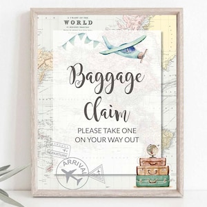 Baggage Claim Sign Printable Travel Theme Baby Shower Adventure Awaits Gift Table Airplane Aviation Party Decor Boy Shower Station SignsGR1