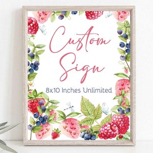 Editable Custom Sign Strawberry Party Sign Strawberry Birthday Sign Berry Harvest Berry Baby Shower Sweet baby Download Digital 0043