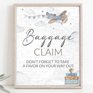Bagageclaim Oh boy vliegtuig babyshower beige avontuur wacht op babyshower babyshower reisthema strooi bruin neutraal afdrukbaar 8 x 10 0018