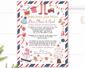 Editable First Time Elf Arrival Letter Return Letter Christmas Elves I'm Back Elf Welcome Christmas Elf Santa Claus Printable Template 0070