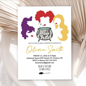 Halloween baby shower invitation, hocus, Fall baby shower, editable, Hocus baby shower, a baby is brewing, witches, printable download
