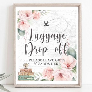 Gepäck Drop off Schild Brautdusche Reisen von Fräulein zu Mrs Abenteuer erwartet Bachelorette Vintage Map Baby Shower Paar Dusche PLN2