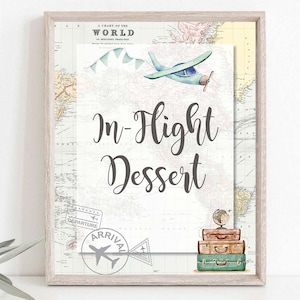 Flug Dessert Druckbare Reise Thema Baby Shower Abenteuer erwartet Geschenk Tisch Flugzeug Luftfahrt Party Dekor Junge Dusche Station SchilderGR1