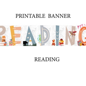 Reading Printable Banner, Klassenzimmer Leseecke, Klassenzimmer Lese Poster, Lesen ist ein Abenteuer, Bibliothek Dekor, Klassenzimmer Wandteppich 0010a