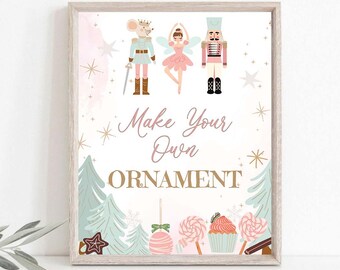 Nutcracker Christmas Birthday Girl 1st Birthday Decor Sugar Plum Fairy Ornament Making Station Holiday Party Activities Printable Sign 0068