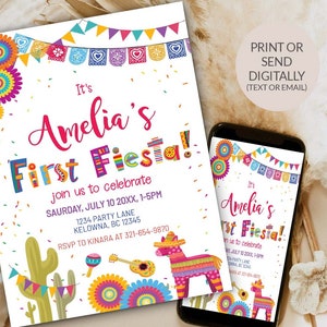 First Fiesta Birthday Party Decor Invitation Download 1st Birthday Invitation Girl First Mexican Theme Invite Template 0073