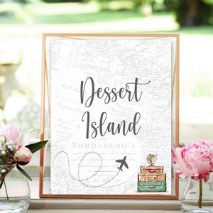 Dessert Bar Schild Brautdusche Reisen von Fräulein zu Mrs Abenteuer Erwartet Bachelorette Vintage Karte Babyparty Paardusche PLN1