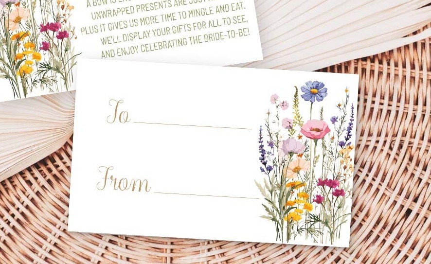 Wildflower Bridal Shower Display Shower Insert Card No Wrap Shower Card ...