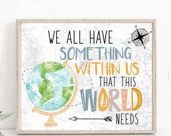 Classroom welcome Inspiration Sign, World themed classroom, Classroom motivational poster Elementary school, library poster printable 0010a