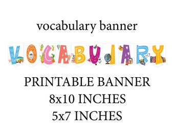 Wortschatz Banner druckbare Klassenzimmer Banner Elementarklasse Dekor bunte sofortige Download Klassenzimmer Curriculum Display Banner