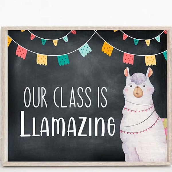 Classroom Lllama quotes Sign, Llama themed classroom, Classroom motivational poster, Elementary school, Classroom tapestry Llamazing