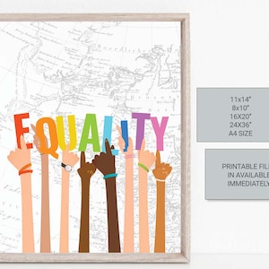 Equality, Kindness Matters, Diversity Hands Poster, Peace, Humankind, Diversity Art, Rainbow Poster, Diversity office, Social Worker Art