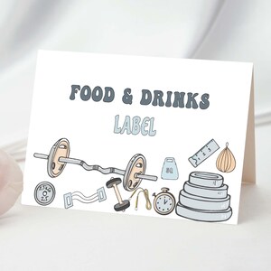 Bearbeitbar Erster Geburtstag Ein starker Junge Lebensmittel und Getränke Etikett 1. Geburtstagsansage Gymnasium One Barbells Gym Theme Tags 0105