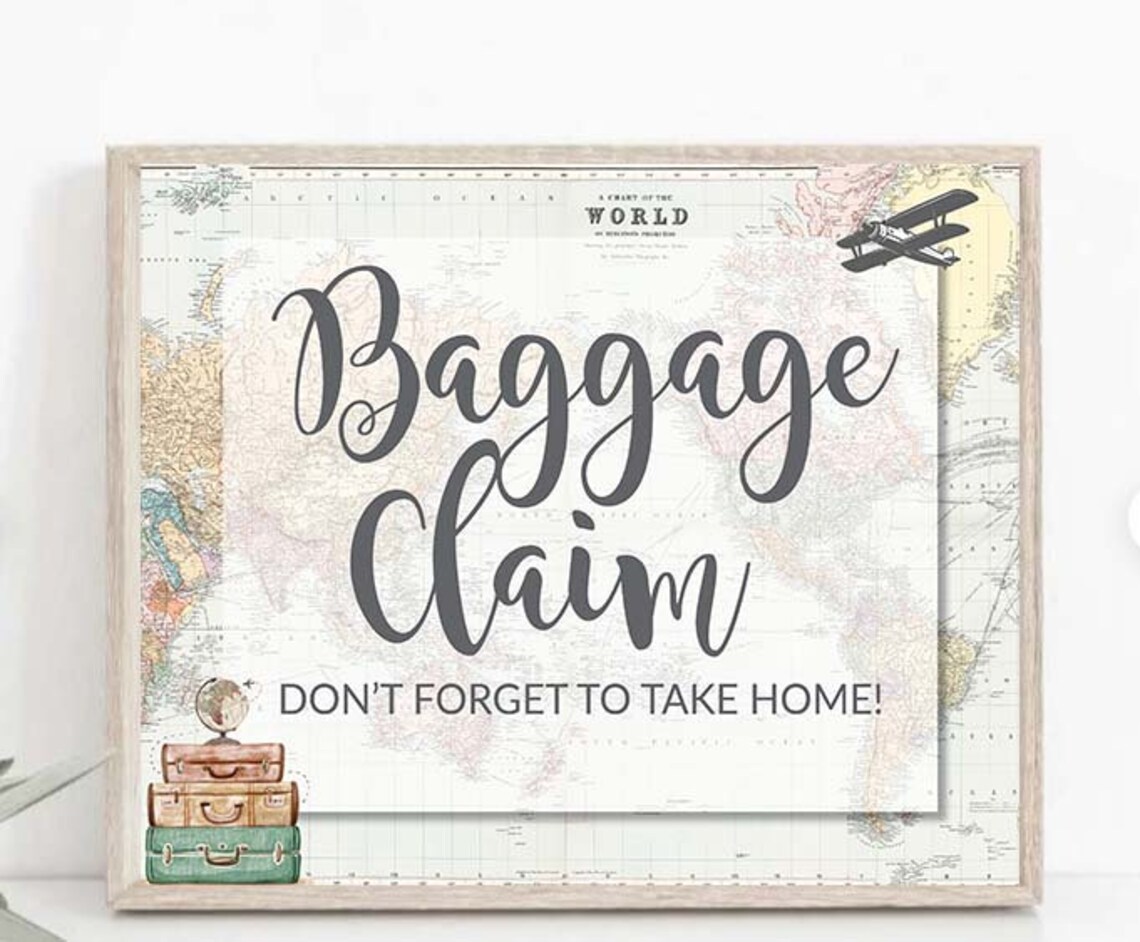 Baggage Claim Sign Travel Theme Baby Shower Adventure Baby Etsy