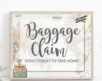 Baggage Claim Sign, travel theme baby shower, Adventure Baby Shower, Traveling to Mrs bridal shower, Adventure Awaits Retirement, 0011