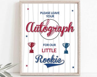 Wydrukowalna stacja autografów gości Baseball Rookie of the Year Birthday Gotowa do wydrukowania Little Slugger Natychmiastowe pobranie Podpis 0112