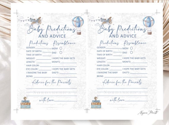 Biglietti per previsioni per baby shower / Mongolfiera blu