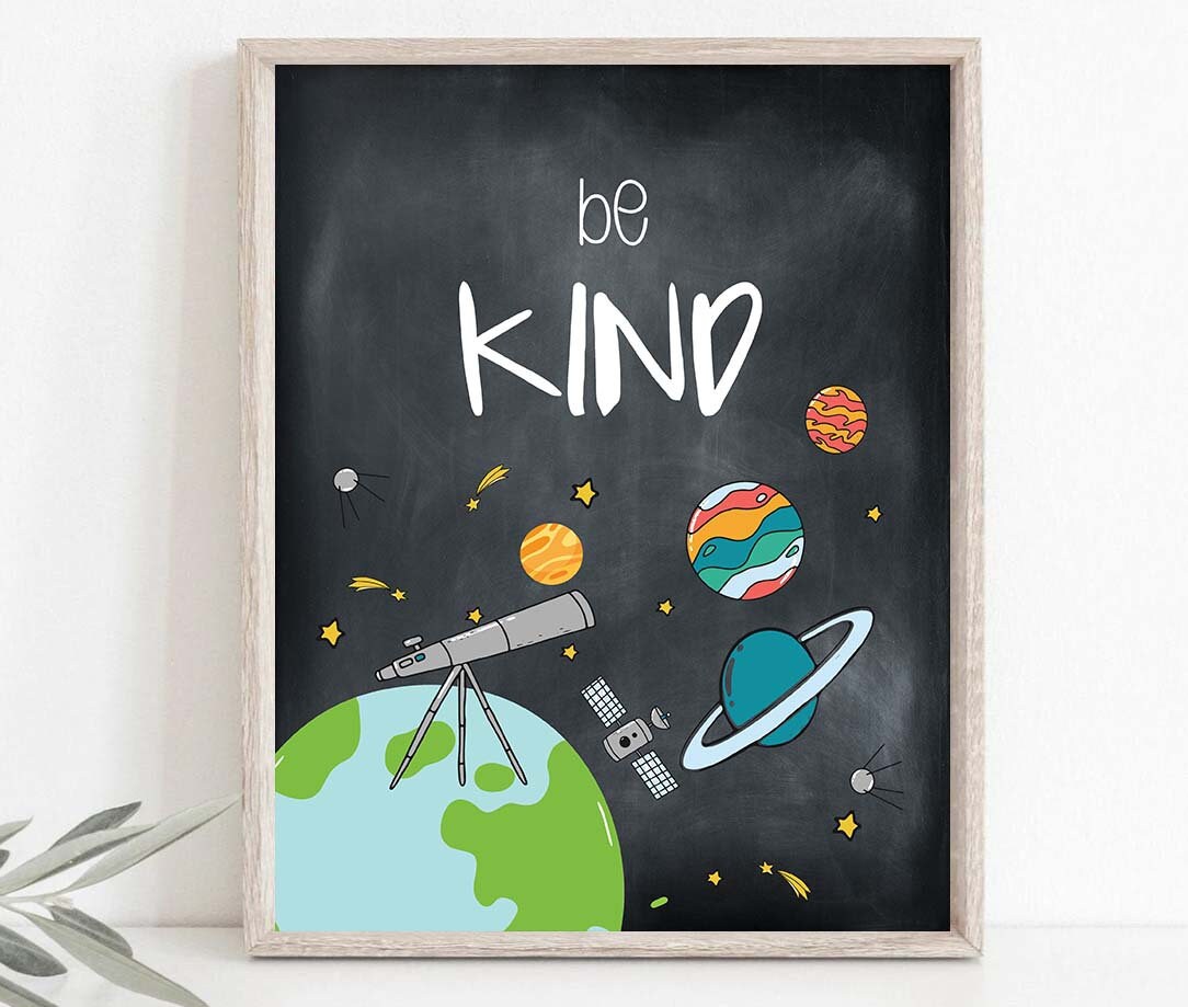 6 Reversible Space Wall Art Prints For Boys Room - 8x10 Inch, Outer Space Theme Decor & Posters