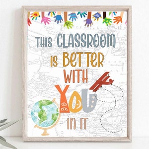 This Classroom is Better with you in it Classroom Printable Poster, Classroom Tapestry Be Yourself, Playroom Decor, Home School Art, 0010a