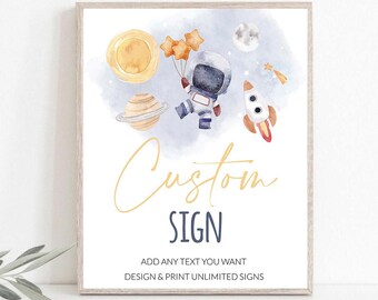 Editable Custom Sign Space Birthday Sign Galaxy Birthday Outer Space Party Decor Boy Astronaut Planets 8x10 Download PRINTABLE 0040