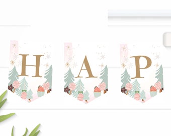 Nutcracker First Christmas Happy Birthday Banner Girl First Birthday Decor Printable Sugar Plum Fairy Birthday Bunting Instant Download 0068