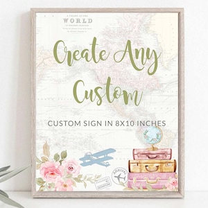 Reisthema babyshower aangepast bord Blush roze avontuur wacht op babyshower thema vliegtuig babyshower afdrukbare bewerkbare Corjl 0062