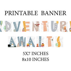 Adventure Awaits Banner Printable Klassenzimmer Banner, Geographie Wandteppich Zeichen, Klassenzimmer für Grundschule, Mittelschule,