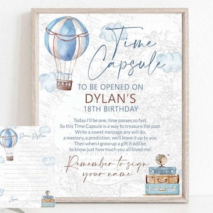 Onederful Adventure Time Capsule, 1st Birthday Travel theme Onederful world First Birthday boy Time Capsule Printable Digital Download 0017