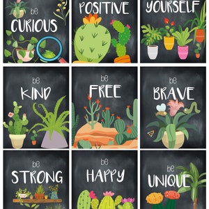 Pflanzen unter dem Motto Klassenzimmer motivierend positive druckbare Wandkunst, Klassenzimmer Poster Kaktus Drucke Positivität Kunst Sofortiger Download DRUCKBAR