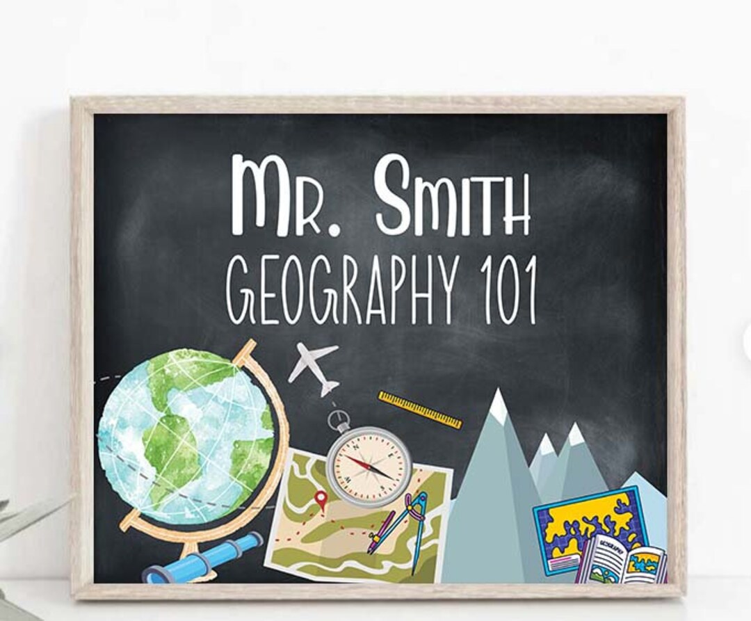 Geography Poster Printable Classroom Geography Sign Personalized