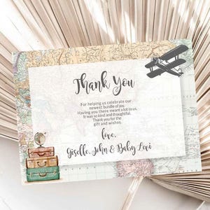 Tema di viaggio modificabile Grazie Avventura attende Baby shower Festa nuziale Viaggio Sposa Festa di pensionamento Bon Voyage Grazie modello 0011