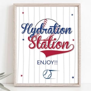 Placa de estação de bebidas para impressão, Novato do Ano do Beisebol, Aniversário, Pronto para Imprimir, Little Slugger, Download Instantâneo, Estação de Hidratação 0112