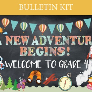 Adventure Awaits Bulletin Board Printable Cutouts Printable Travel Themed Map Global Classroom Erster Tag Willkommen Grad 4 Bulletin Board Kit