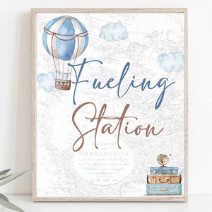 Hot Air Balloon Baby In Flight Beverages sign Boy Baby Shower Onederful world Birthday Adventure Awaits 1st Boy Birthday Travel themed  0017