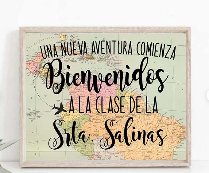  8x6 Welcome Bienvenidos Custom Wood Sign Spanish English  Abierto Abierta Cerrado Signo español Bienvenidos Bi-lingual Office Door  Hanger : Office Products