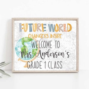 Future World Changer Inside, Classroom Door Sign, Teacher's Name Sign, Welcome sign for classroom, classroom tapestry, classroom decor 0010a