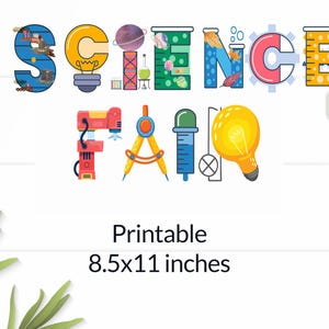 Printable Science Fair Banner, Fun STEM Theme Decor for Kids, Elementary Science Bulletin Board Sign, Bright & Playful Science Banner