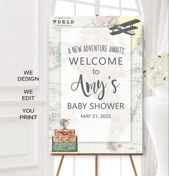 Travel Theme Baby Shower Printable Sign Welcome Sign Around - Etsy