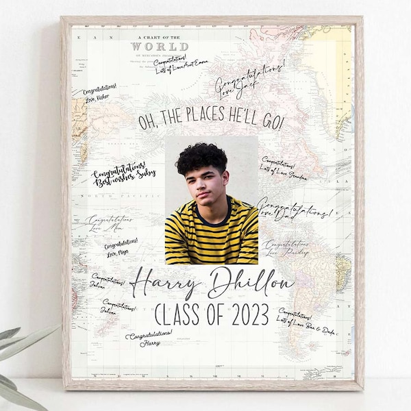 Graduation Guest Book 2023 Personalized Guestbook Sign Graduation Guest Book Alternative Grad Guestbook Travel Theme Custom Portrait 0011