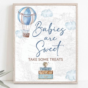 Hot Air Balloon Baby Shower Dessert Table Sign Boy Baby Shower Sweets and Treats poste Adventure Awaits Dessert Bar Printable Sign 0017