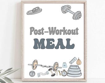 Printable Meal Sign One Strong Boy Party Signs 1st Boy Birthday Fitness Instructor Baby Shower Station Signs Barbells Gym Theme Party 0105