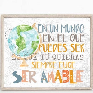 Ser Amable Aula de Español Inspiración Signo Aula Cartel, Profesor de Español Escuela Secundaria Primaria, cartel de aula en español