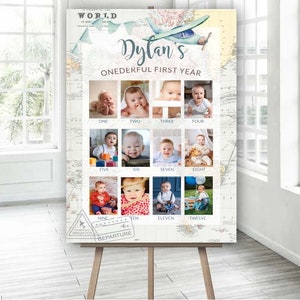 Première étape du premier anniversaire, affiche imprimable de la première année de voyage, affiche de la fête d'anniversaire du garçon Onederful Birthday, carte de l'avion GR1